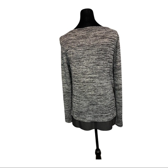 White House Black Market Asymmetrical Heather Long Sleeve Blouse Sheer H… - Picture 5 of 10